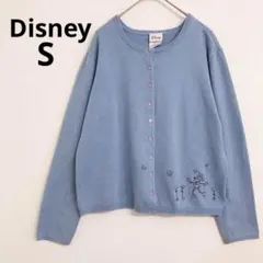 ディズニー 長袖カーディガン ミニー 刺繍 羽織 シンプル ライトブルー S
