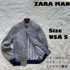 人気✨ZARA MAN ライダース　ブルゾン　ジップアップ　リネン100%のサムネイル