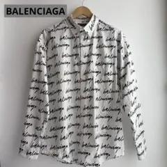 BALENCIAGA　長袖シャツ　スクリブルロゴ　白　黒　38(L相当)のサムネイル