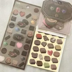 ★キャンドゥ★シート＆フレークシール等★ときめくお菓子缶他　３種★チョコレート