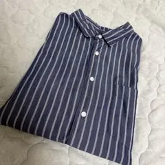 UNIQLO ユニクロ　ネイビー ストライプ ブロードシャツ サイズL