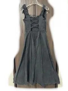 ZARA ロングワンピースM ブラック Aライン スリット・背中レースアップ