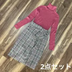 【Apuweiser-riche 】ラッフルチェックスカート&おまけニット