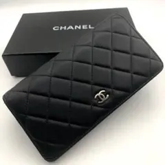 CHANELココマーク黒マトラッセ長財布 シャネル 長財布 マトラッセ ココマーク フラップ 二つ折り レザー 革