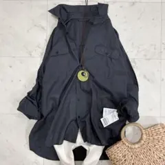 美品 プラージュ レギュラーカラー コットンシアーロングシャツ 