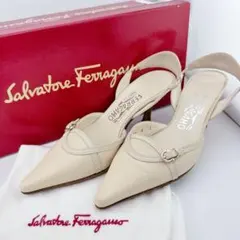 Salvatore Ferragamo スリングバック パンプス ベージュ 4のサムネイル