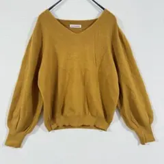 【良品】a.v.v Vネックニット マスタード M ボリューム袖 秋冬