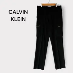 美品 カルバンクライン カーゴパンツ ジッパーポケット 細身 ストレート 黒