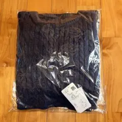 アズノウアズ プラス ネイビー 刺繍ケーブルセーターとシャツセット