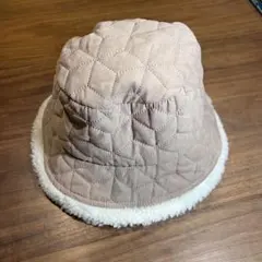 【新品未使用】キルティング ボア バケットハット ベージュ×アイボリー 帽子