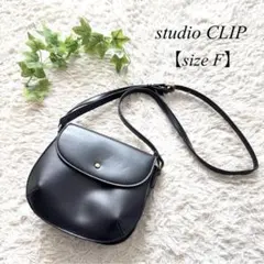 B1【スタディオクリップ】ショルダーバッグ　PUフラップショルダー　黒　F
