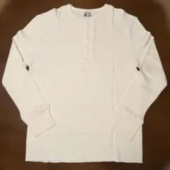 GLAD HAND ワッフル ヘンリーネック サーマル ロンT 生成り XL