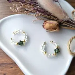 No.230　スワロフスキー　トルマリン　一粒　イヤーカフ