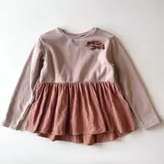 裏起毛 トレーナー 130 女の子 かわいい ピンク ペプラム トップス 子供服