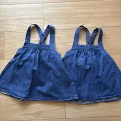 Petit main 双子　デニムスカート　ワンピース　２枚組