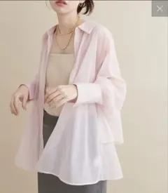 昨年人気natural couture バックフレアシアーシャツ ピンク