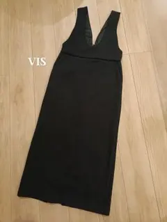 美品VISブラック Vネック ジャンパースカート