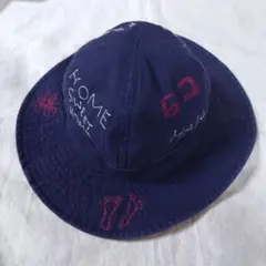 DENIM DUNGAREE 50cm 刺繍入りネイビーのハット