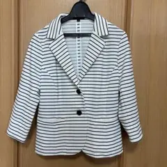 新品　未使用品　ストライプ テーラードジャケット　裏地なし　七分袖のサムネイル