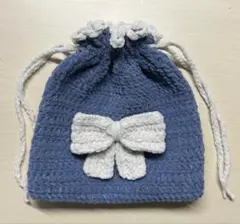 なすび様専用　編み物　プリンセスモール　リボン巾着　リボンチャーム　推し活　水色