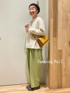 Samansa Mos2＊透かし柄前後着リボンニット