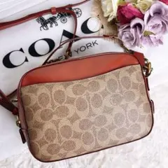美品☆COACHコーチ チェーンショルダーカメラバッグ ブラウン レザー