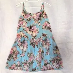 水色 花柄 キャミワンピ ミニワンピース