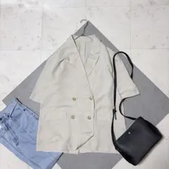 24SS レリューム ソフトリネンMIXハーフスリーブジャケット ゆったり 麻混のサムネイル