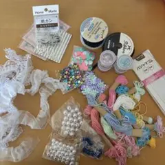 手芸セット売 レース・ビーズ・糸・スパンコール・ピアス・前カン・パジャマゴム