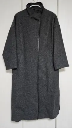 グレー ロングコート ベルト付き