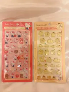 ハローキティ・ポムポムプリン ボンボンドロップシール2枚セット