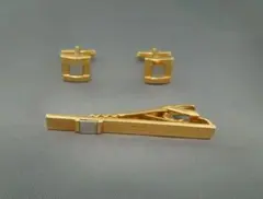 【美品・箱付き】　ランバン LANVIN　スクエア　ゴールド　カフス＆タイピンのサムネイル