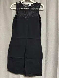【美品】H&Mブラック ノースリーブレースミニワンピース