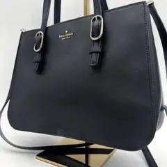A413【良品】ケイトスペード 2way トートバッグ ショルダー 黒 レザー