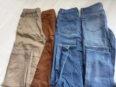 キッズ長ズボン4点セット（UNIQLOデニム・ブラウン・ベージュ）