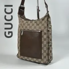 GUCCI グッチ GG キャンバス ワンショルダー ロゴ金具 肩掛け ポケット