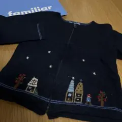 familiar ネイビー刺繍カーディガン