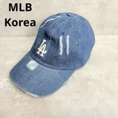 MLB ヴィンテージ ダメージ デニム アンストラクチャード ボールキャップ　青のサムネイル