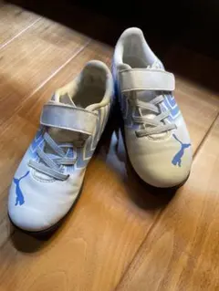 PUMA サッカーシューズ ホワイト/ブルー トレーニングシューズ　18㎝