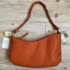 本革 オーストリッチ　ハンドバッグ オレンジ