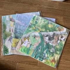 フェリシモ猫部 ハンドタオル 猫デザインタオル3枚セット 非売品