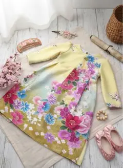 女の子　卒園式　入学式　着物ワンピース　キッズ　着物ドレス　110cm〜120のサムネイル