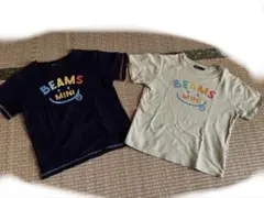 BEAMS mini Tシャツ 2枚セット ネイビー、ライトグリーン