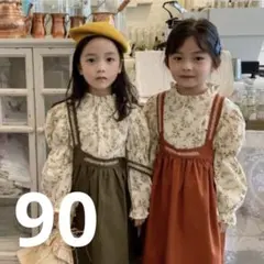 韓国　子供服　花柄　ブラウン　春服