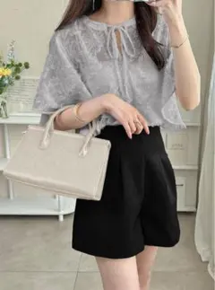 GRL 前後2Wayラッフルスリーブ花柄ブラウス[fo2048]