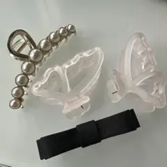 ヘアクリップ セット パール バタフライ リボン ヘアアクセサリー バレッタ