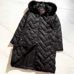 モンクレール ミラリー ダウンコート キルティング 茶タグ ファー ブラック 0