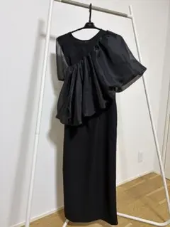 forksy. フリルデザイン ブラックロングドレス