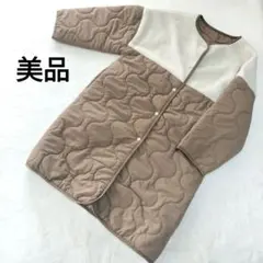 美品 キルティング ジャケット ボア ノーカラー オーバーサイズ M ブラウン