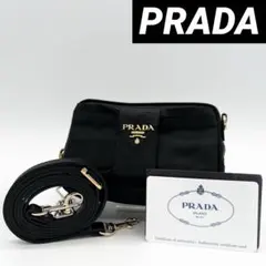 希少美品✨ プラダ 2WAY ショルダーバッグ ポシェット リボン ブラック 黒